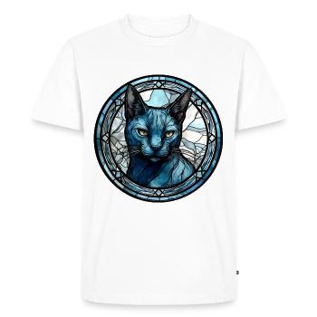 Verre aquarelle de race de chat bleu russe - T-shirt Premium bio Homme - blanc - Devant - Nico (187cm)