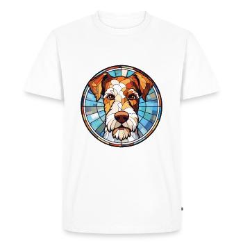 Fil Fox Terrier chien race aquarelle Illustration - T-shirt Premium bio Homme - blanc - Devant - Nico (187cm)