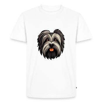 Skye Terrier Dog Breed Cartoon Kawaii Illustration - Men's Premium Organic T-Shirt - white - Front - Nico (187cm)
