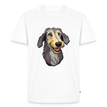 Lévrier écossais race de chien dessin animé Kawaii Illust - T-shirt Premium bio Homme - blanc - Devant - Nico (187cm)
