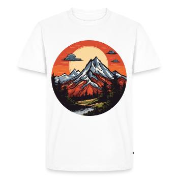 Montagnes, Paysage, Nature, Cercle - T-shirt Premium bio Homme - blanc - Devant - Nico (187cm)