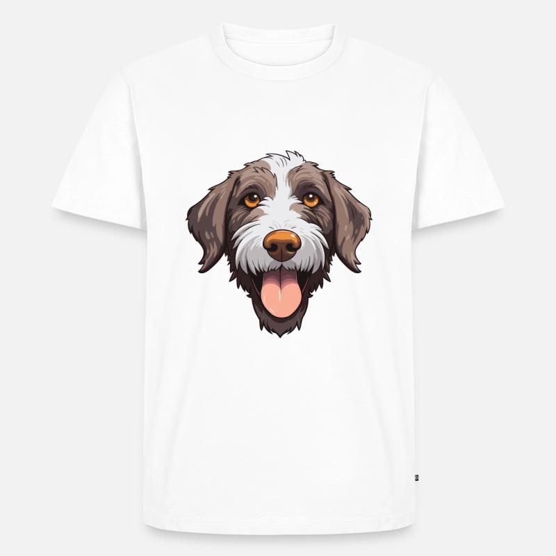 Deutsches drahthaariges Pointer-Hund-Rasse-Aquarell-Auto - Männer Premium Bio T-Shirt - Weiß