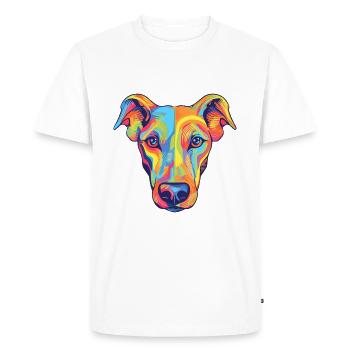 Greyhound Dog Breed Watercolor Cartoon Kawaii Colo - Men's Premium Organic T-Shirt - white - Front - Nico (187cm)