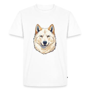Jindo Dog Breed Watercolor Cartoon Kawaii Colorful - Men's Premium Organic T-Shirt - white - Front - Nico (187cm)