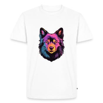 Schipperke Dog Breed Watercolor Cartoon Kawaii Col - Men's Premium Organic T-Shirt - white - Front - Nico (187cm)