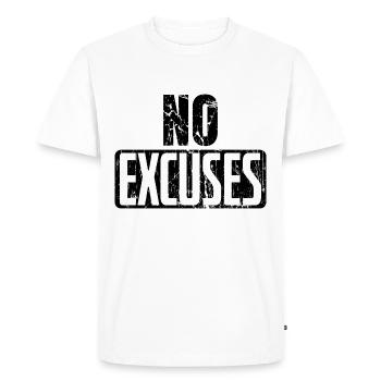 Pas d’excuses Gym Musculation Fitness Dicton - T-shirt Premium bio Homme - blanc - Devant - Nico (187cm)