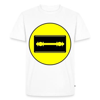 Razor Blade Icon Circle - Men's Premium Organic T-Shirt - white - Front - Nico (187cm)