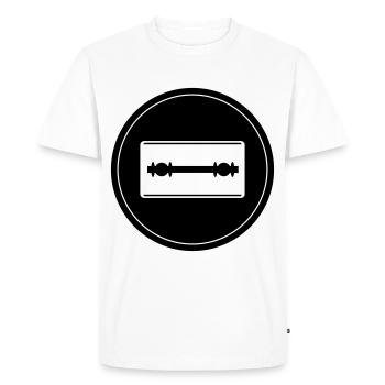 Razor Blade Icon Circle - Men's Premium Organic T-Shirt - white - Front - Nico (187cm)