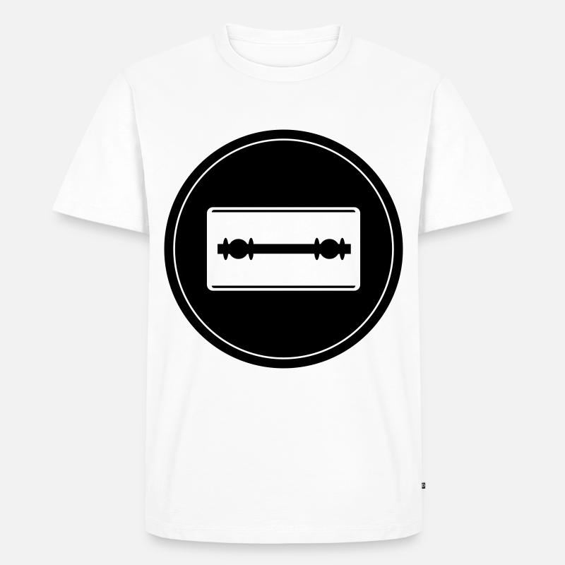 Rasierklinge Icon Kreis - Männer Premium Bio T-Shirt - Weiß