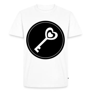 Cercle de mariage cœur clé - T-shirt Premium bio Homme - blanc - Devant - Nico (187cm)