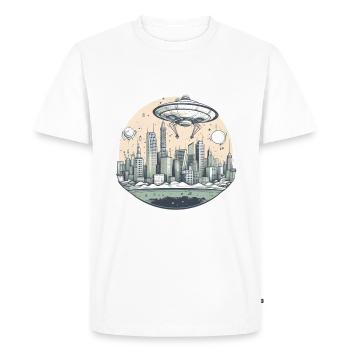 Alien Ufo Invasion - Men's Premium Organic T-Shirt - white - Front - Nico (187cm)