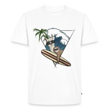 Surf Holiday Llama & Sloth Planche de surf Wave Palm Trees - T-shirt Premium bio Homme - blanc - Devant - Nico (187cm)