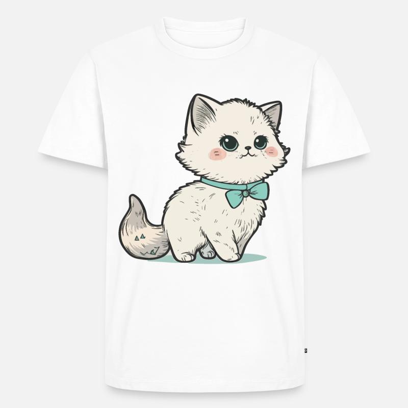 Das elegante Kätzchen - Männer Premium Bio T-Shirt - Weiß