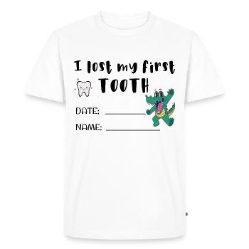 J’ai perdu le nom de mon certificat de première dent - T-shirt Premium bio Homme - blanc - Devant - Nico (187cm)