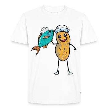 Pêcheur d’arachides Pêcheur Poisson Poisson Lac marin - T-shirt Premium bio Homme - blanc - Devant - Nico (187cm)