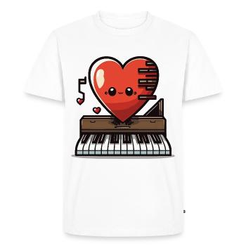 Piano Heart : une symphonie mélodique d’amour - T-shirt Premium bio Homme - blanc - Devant - Nico (187cm)