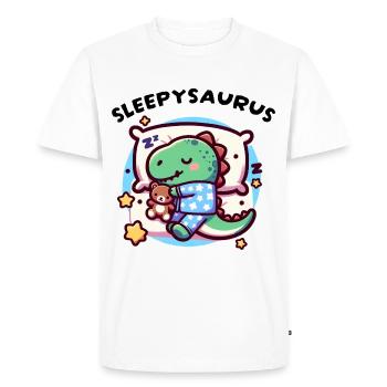 Sleepysaurus Official Sleep Outfit Sleep Shirt - Men's Premium Organic T-Shirt - white - Front - Nico (187cm)