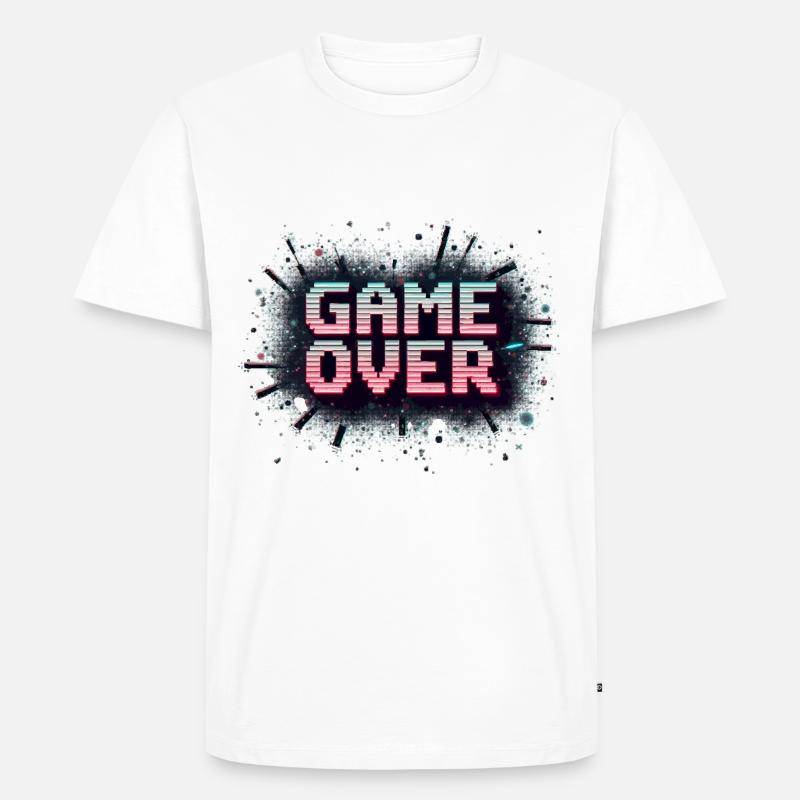 Game Over - Retro Gaming - Männer Premium Bio T-Shirt - Weiß