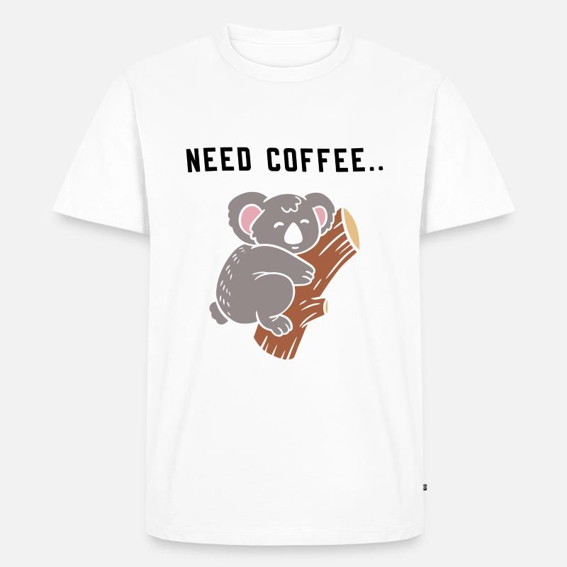 Kaffee Spruch Koalabär - Männer Premium Bio T-Shirt - Weiß