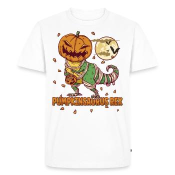 Pumpkinsaurus Dinosaure Drôle Halloween T Rex - T-shirt Premium bio Homme - blanc - Devant - Nico (187cm)