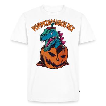 Pumpkinsaurus Dinosaure Drôle Halloween T Rex - T-shirt Premium bio Homme - blanc - Devant - Nico (187cm)