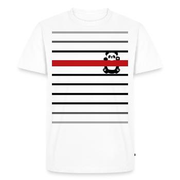Panda red stripe black sailor top - Men's Premium Organic T-Shirt - white - Front - Nico (187cm)