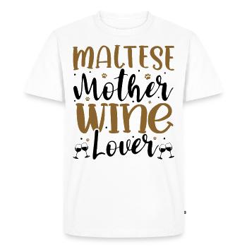 Amateur de vin MALTESE Mère - T-shirt Premium bio Homme - blanc - Devant - Nico (187cm)