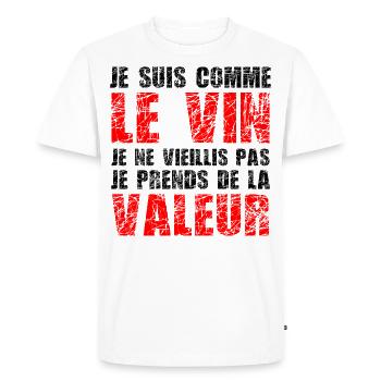 Je Suis Comme Le Vin - T-shirt Premium bio Homme - blanc - Devant - Nico (187cm)