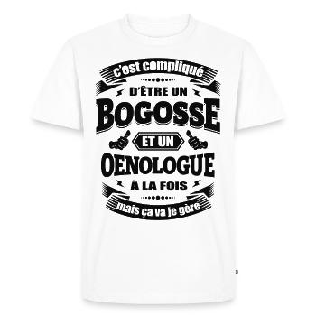 BOGOSSE ET ŒNOLOGUE - T-shirt Premium bio Homme - blanc - Devant - Nico (187cm)