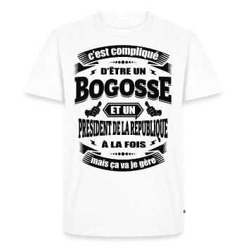 BOGOSSE PRESIDENT DE LA REPUBLIQUE - T-shirt Premium bio Homme - blanc - Devant - Nico (187cm)