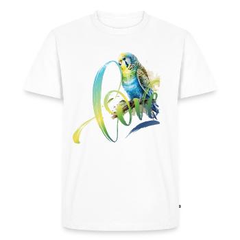Budgie blue green drawing watercolor - Men's Premium Organic T-Shirt - white - Front - Nico (187cm)