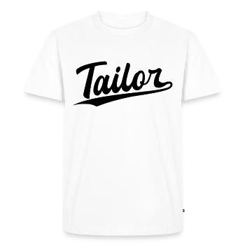 Retro Swoosh Job - Tailor - Men's Premium Organic T-Shirt - white - Front - Nico (187cm)