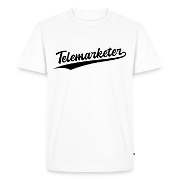 Emploi Retro Swoosh - Télévendeur - T-shirt Premium bio Homme - blanc - Devant - Nico (187cm)