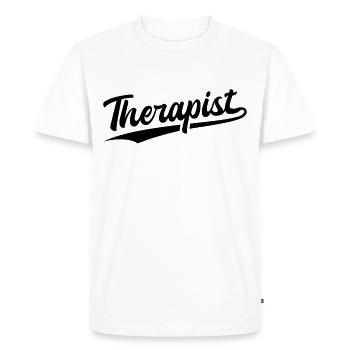 Retro Swoosh Job - Thérapeute - T-shirt Premium bio Homme - blanc - Devant - Nico (187cm)