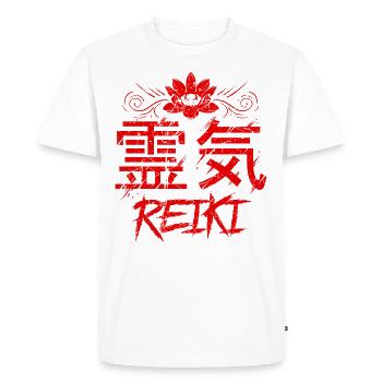 Energy Chakra Holistic Healing Hands Reiki - Men's Premium Organic T-Shirt - white - Front - Nico (187cm)