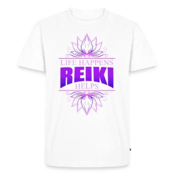 Le Reiki de la vie aide le Reiki Lotus - T-shirt Premium bio Homme - blanc - Devant - Nico (187cm)