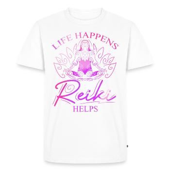 Le Reiki de la vie aide le Reiki Lotus - T-shirt Premium bio Homme - blanc - Devant - Nico (187cm)
