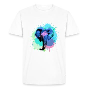 Elephant, colorful, splash of color, watercolor - Men's Premium Organic T-Shirt - white - Front - Nico (187cm)