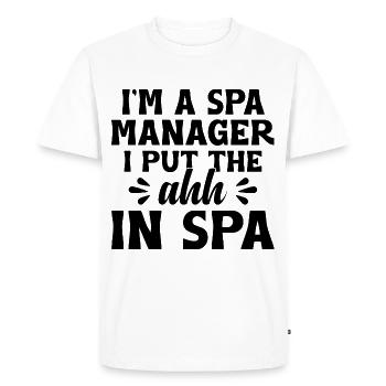 Gestionnaire de SPA Emploi Bien-être Drôle Gestion de SPA Sayi - T-shirt Premium bio Homme - blanc - Devant - Nico (187cm)