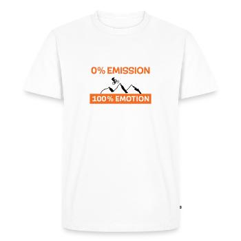 0% d’émission 100% d’émotion - T-shirt Premium bio Homme - blanc - Devant - Nico (187cm)