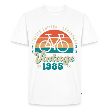 1985 Anniversaire velo cycliste Né en 1985 - T-shirt Premium bio Homme - blanc - Devant - Nico (187cm)