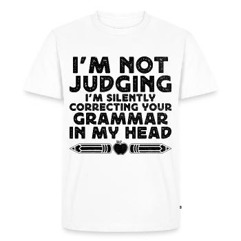 Professeur de langues étrangères École Professeurs de langues - T-shirt Premium bio Homme - blanc - Devant - Nico (187cm)