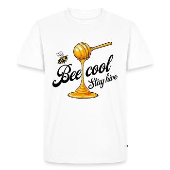 Bee Cool Stay Hive - Honey and Bee Theme - Men's Premium Organic T-Shirt - white - Front - Nico (187cm)