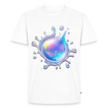 Holographic Drop Splash 💧 - Men's Premium Organic T-Shirt - white - Front - Nico (187cm)