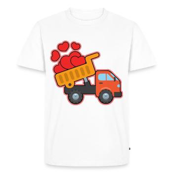 Excavatrice Chantier de construction Ouvrier de la construction Construction Coeur I Cadeau - T-shirt Premium bio Homme - blanc - Devant - Nico (187cm)