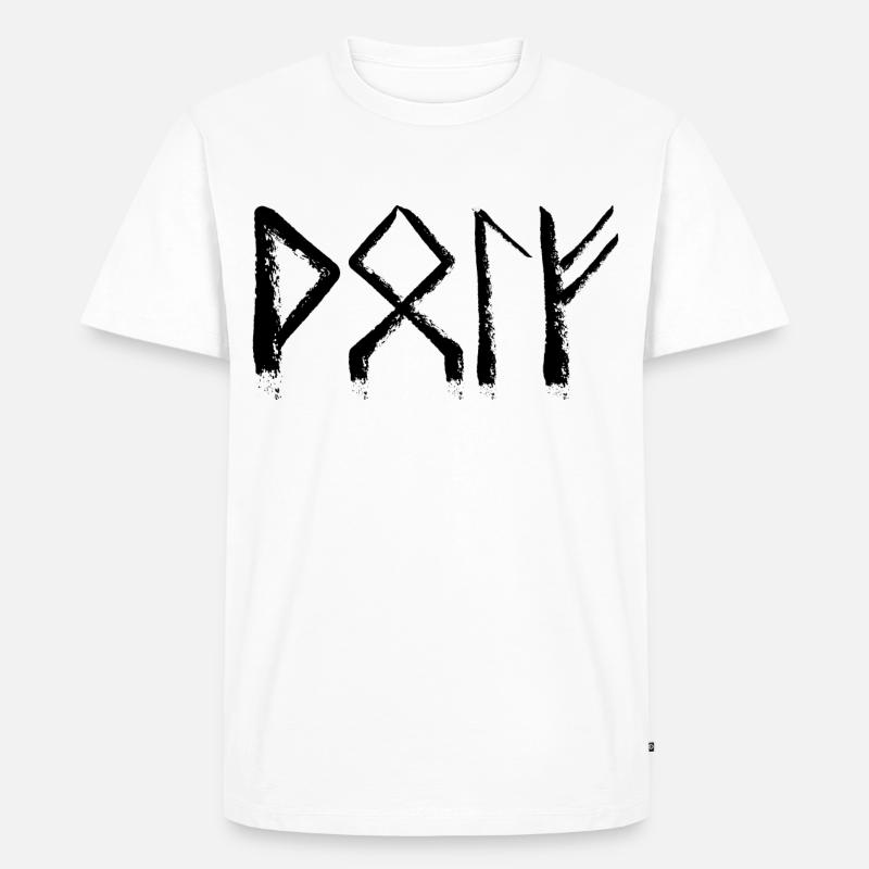Wolf Runensprache - Männer Premium Bio T-Shirt - Weiß