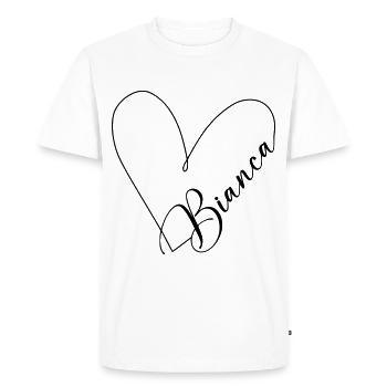 Bianca Name Heart Line - Men's Premium Organic T-Shirt - white - Front - Nico (187cm)