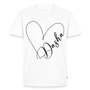 Dasha Nom Ligne de coeur - T-shirt Premium bio Homme - blanc - Devant - Nico (187cm)
