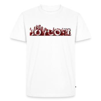 Boycott Football World Cup in Qatar Red - Men's Premium Organic T-Shirt - white - Front - Nico (187cm)