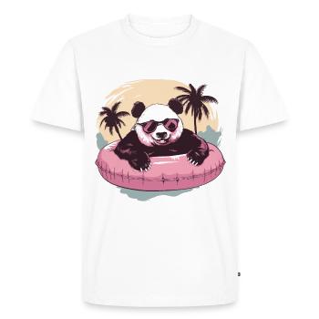 Panda avec des lunettes de soleil en anneau de natation rose - T-shirt Premium bio Homme - blanc - Devant - Nico (187cm)